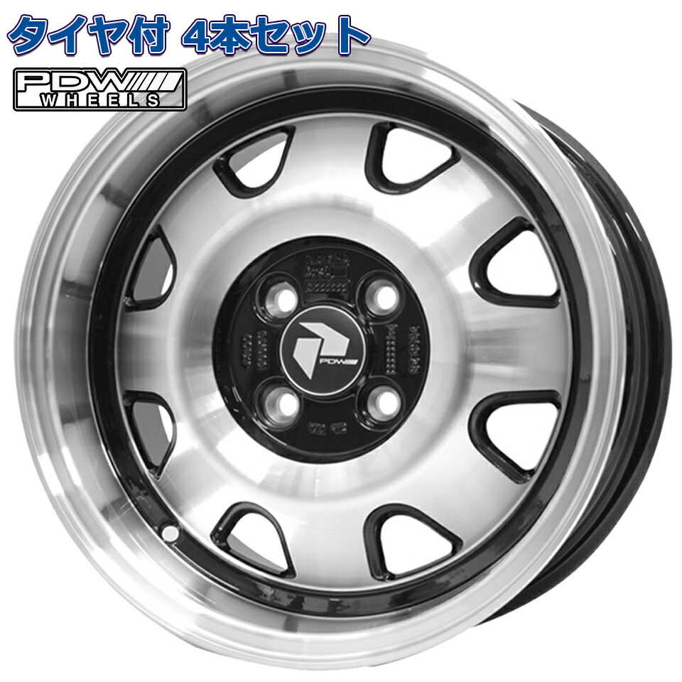 Rakuten - 165/50R15 NEOLIN NEOGREEN PDW MDX ブラックポリッシュ 15インチ 4H-100 タイヤ付ホイール4本セット