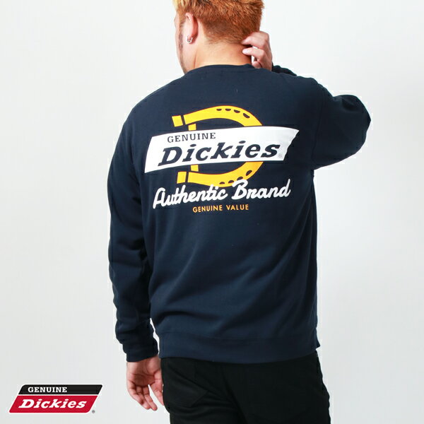 GENUINE Dickies ジェニュイン ディッキーズ トレーナー 長袖 メンズ ブランド 大きいサイズ スウェット トップス 裏起毛 バック ロゴ プリント スエット 大人 30代 40代 50代 春 秋 冬 白 黒 LL XL 2L 3L 4L 5L MRU