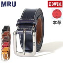 EDWIN エドウィン 35mm ステッチベルト メンズ 日本製 メイドインジャパン 牛革 本革 ブランド ビジネス カジュアル ジーンズ スクエアバックル バ...