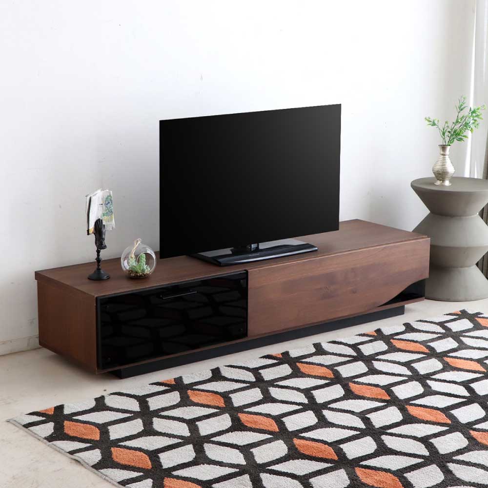 樂天商城 - 送料無料　日本製　完成品　テレビボード　150センチ　シンプル　人気　おすすめ　国産　TVボード　テレビ台　引出し　てれび台　モダン　ブラウン　スタイリッシュ　ガラス　大型　リビング　家具　大川