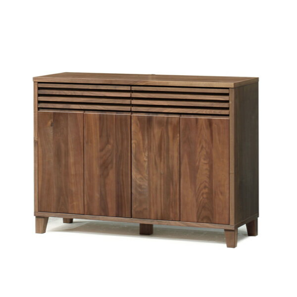 送料無料 119幅 サイドボード ウォールナット無垢材 くるみ 格子 和モダン 日本製 国産 開戸 引出し キャビネット リビング収納