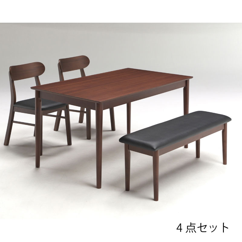 送料無料 ダイニングセット  2タイプ 2カラー ツキ板 ブラウン色 ナチュラル色 4点セット 5点セット 食卓 リビング テーブル 椅子 いす ベンチ [3]