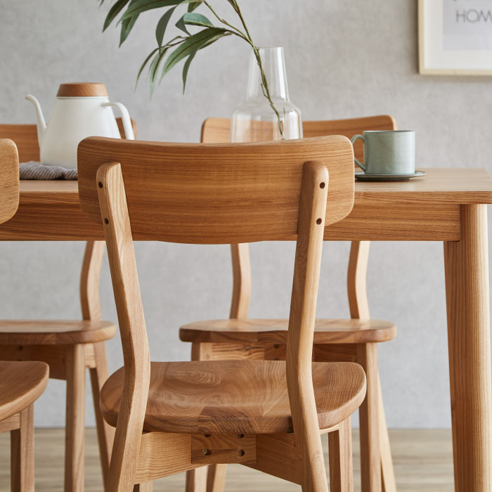 送料無料　 ダイニングチェア　タモ無垢材　ナチュラル　2脚入り