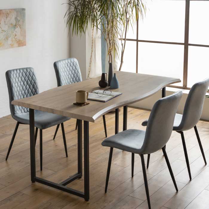 樂天商城 - ダイニングテーブル　一枚板風　160幅　3色対応　ブラウン色　グレー色　ナチュラル色　テーブル単品　椅子別売り　送料無料　和風モダンデザイン　なぐり加工　古木風デザイン