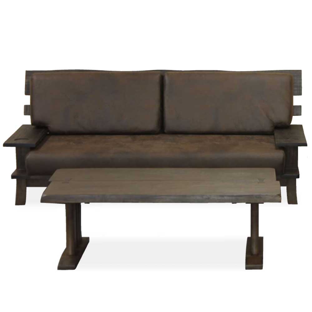 送料無料　ソファー　和風　モダン　ロータイプ　90センチ　184センチ　のこめ加工　鋸目　なぐり加工..