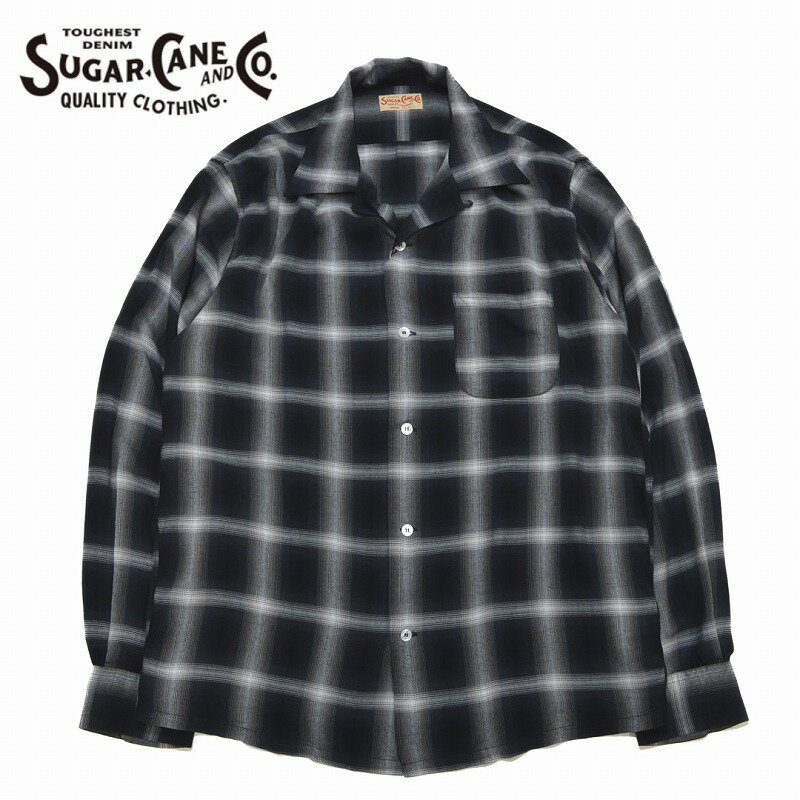 VK[P[ SUGAR CANE/Vc/[Iu`FbNI[vVc RAYON OMBRE CHECK OPEN SHIRT/SC29120/YyK戵z