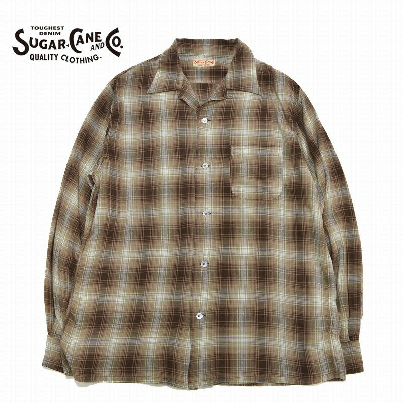 VK[P[ SUGAR CANE/Vc/[Iu`FbNI[vVc RAYON OMBRE CHECK OPEN SHIRT/SC29263/YyK戵z