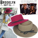 Brooklyn hat ブルックリンハット クラシックフェルトエレガント フェルト100% つば広帽子 リボン付 セレブ愛用 Wine Brown BHAT1366