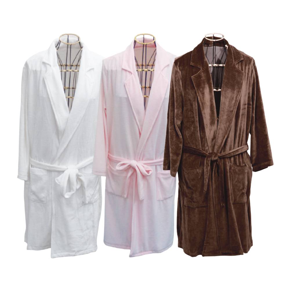 CKL ベロアバスローブ 全3色 ピンク ホワイト ブラウン エステ サロン ベロア生地 バスローブ