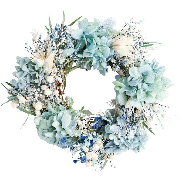 内祝い お返し 送料無料 hikka ボタニカル リース M ブルー 水色 パステル かわいい おしゃれ プリザーブドフラワー 贈答品 入学内祝い 母の日 ギフト 出産内祝い 結婚内祝い 結婚祝い 快気祝い 粗供養 法要 香典返し お供えのサムネイル