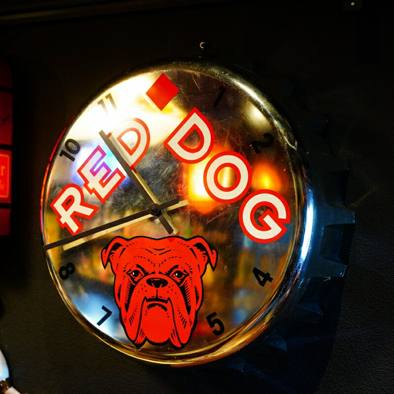 1990's RED DOG ウォールクロック 掛け時計 ヴィンテージ ビンテージ レトロ 輸入雑貨 おしゃれ かわいい インテリア ガレージ アメリ..