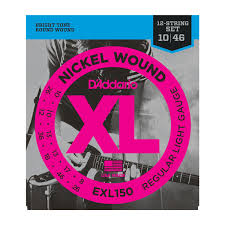 D'Addario EXL150 （Regular Light 10-46 12弦用） 独特なブライトサウンド、素晴らしいイントネーション。世界中のミュージシャンからの圧倒的な支持を誇る、言わずと知れたエレキ弦のスタンダード。 12-String/Super Light 1st :PL010　7th :NW026 2nd :PL010　8th :PL012 3rd :PL013　9th :NW036 4th :PL013　10th:PL018 5th :PL017　11th:NW046 6th :PL008　12th:NW026