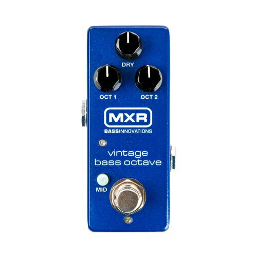 M280 Vintage Bass Octave MXR Vintage Bass Octaveはトラディショナルな温かみのあるアナログサブベース回路にすぐれた追従性、クリーンなヘッドルーム、プレイヤーが求める現代的な多機能性を加えてアップグレード。 このペダルは非常に音楽的な響きで太く吼えるようなトーンから、身体が揺れるようなダブトーンまでも表現でき、その全てが軽量で省スペースなMXRミニハウジングに収まっています。 独立した2つのポット(OCT1が1オクターブ下、OCT2が2オクターブ下)でオクターブエフェクトをコントロール。 また、DRYコントロールでドライサウンドのブレンドも自由に設定可能です。 内部で800kHzのMID周波数を最大+13dBまでブースト可能なMIDスイッチにより、よりクリアでくっきりしたサウンドが得られます。 M87 Bass Compressorでも用いたConstant Headroom Technologyにより電源は9Vながら内部駆動を18Vとし、クリーンなヘッドルームを実現しています。 ※コチラの商品はメーカーよりお取り寄せ後の発送となります。在庫切れの場合はお取り寄せにお時間をいただく場合がございます。