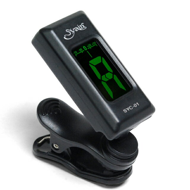 S.yairi / Chromatic Clip Tuner ・ギター、ベース、ヴァイオリン、ウクレレなど幅広い楽器に対応するクロマチックチューナー。 ・音の振動を感知するピエゾタイプ。 ・脱着が容易なクリップ式。 ・レッドからグリーンへ変化する、視認性に優れた液晶画面。 ・見易い位置へディスプレイの向き変更可能 &lt; Specifications &gt; チューナーモード:Auto ( クロマチック) キャリブレーション:440Hz バッテリー:CR2032 ×1 サイズ: 60 × 30 × 45 (mm) ※当商品を長時間楽器人取り付けたまま放置いたしますと、楽器の塗装面を痛める恐れがございますので、ご使用後は必ず楽器本体から取り外してください。 また、長期間ご使用になられない場合は電池を取り外してください。 ※在庫切れの際にはお取り寄せにお時間をいただく場合がございます。