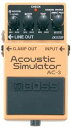 BOSS Acousic Simulator AC-3 AC-3は、エレクトリック・ギター・サウンドを、アコースティック・ギター・サウンドに変化させるアコースティック・シミュレーターのニュー・モデルです。新開発のDSPによる最新のモデリング技術を投入することにより、美しい響きのアコースティック・ギター・サウンドを生み出すことができます。 ※在庫切れの際は、お取り寄せにお時間をいただく場合がございます。 Controls LEVEL/REVERB , BODY , TOP , MODE(STANDARD/JUNBO/ENHANCE/PIEZO) ●電源／DC9V＝乾電池006P／9V（6F22〈マンガン〉／6LR61〈アルカリ〉）、ACアダプター（PSA-100＝別売）●端子／INPUTジャック、LINE OUTジャック、G.AMP OUTジャック、ACアダプター・ジャック（DC9V）●入力インピーダンス／1MΩ●入力インピーダンス／1MΩ●出力インピーダンス／1kΩ●寸法・重量／73（W）×129（D）×59（H）mm、440g