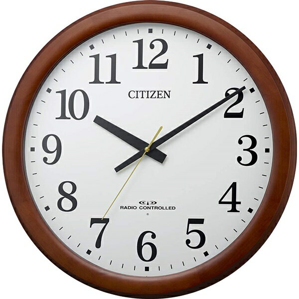 乐天商城 - CITIZEN シチズン クロック 電波掛け時計 大型 大きめ 飛散防止処理 連続秒針 木枠 茶 ブラウン 8MY548-006