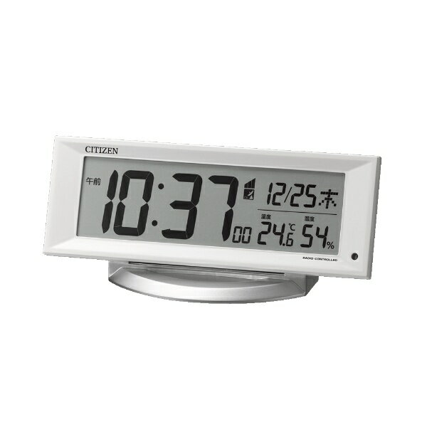 RHYTHM リズム時計 クロック デジタル電波時計 電子音アラーム 温湿度表示付 カレンダー付 8RZ202-003