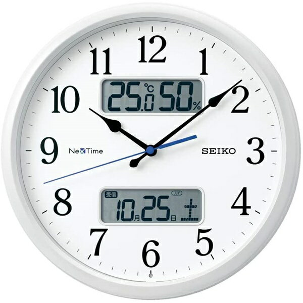 SEIKO セイコー クロック 電波掛け時計 温湿度表示付 フルオートカレンダー付 ネクスタイムシリーズ ZS251W