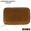 【最大1000円OFFクーポン配布中】 KATHARINE HAMNETT LONDON MINI WALLET キャサリンハムネット ロンドン 財布 ミニ財布 メンズ ラウンドファスナー ネイビー オリーブ ダーク ブラウン チョコ KH-1207015