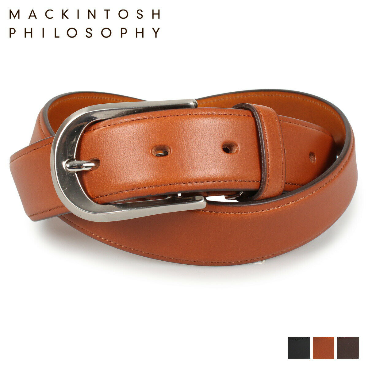 レザーベルト MACKINTOSH PHILOSOPHY LEATHER BELT マッキントッシュ フィロソフィー ベルト レザーベルト メンズ 本革 バックル ブラック ブラウン チョコ 黒 MAP-8080118