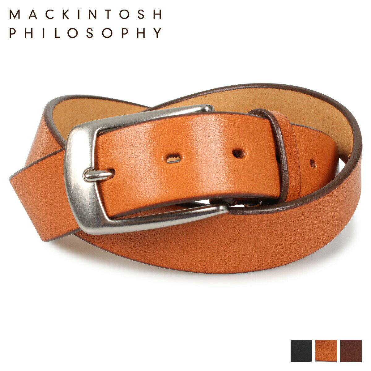 レザーベルト MACKINTOSH PHILOSOPHY LEATHER BELT マッキントッシュ フィロソフィー ベルト レザーベルト メンズ 本革 バックル ブラック ブラウン チョコ 黒 MAP-808017