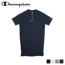 Champion HALF ZIP ONEPIECE チャンピオン ワンピース マキシ ロング 半袖 レディース ブラック ホワイト グレー ネイビー 黒 白 ...