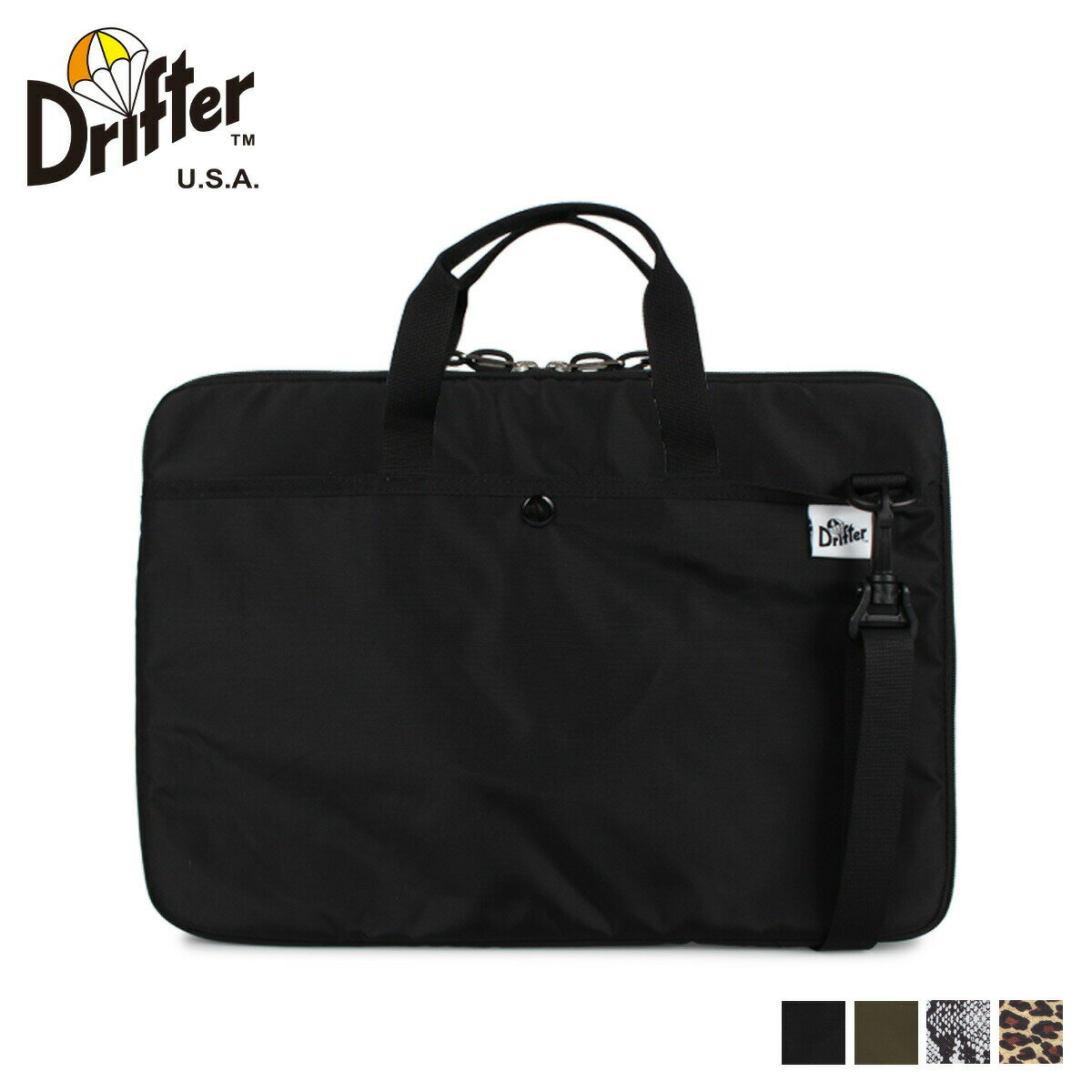 Drifter LAP TOP CARRIER ドリフター リップ トップ キャリア バッグ トート ショルダーバッグ メンズ ヘビ柄 ヒョウ柄 2WAY ブラック カーキ パイソン レオパード 黒 DFV1390 母の日