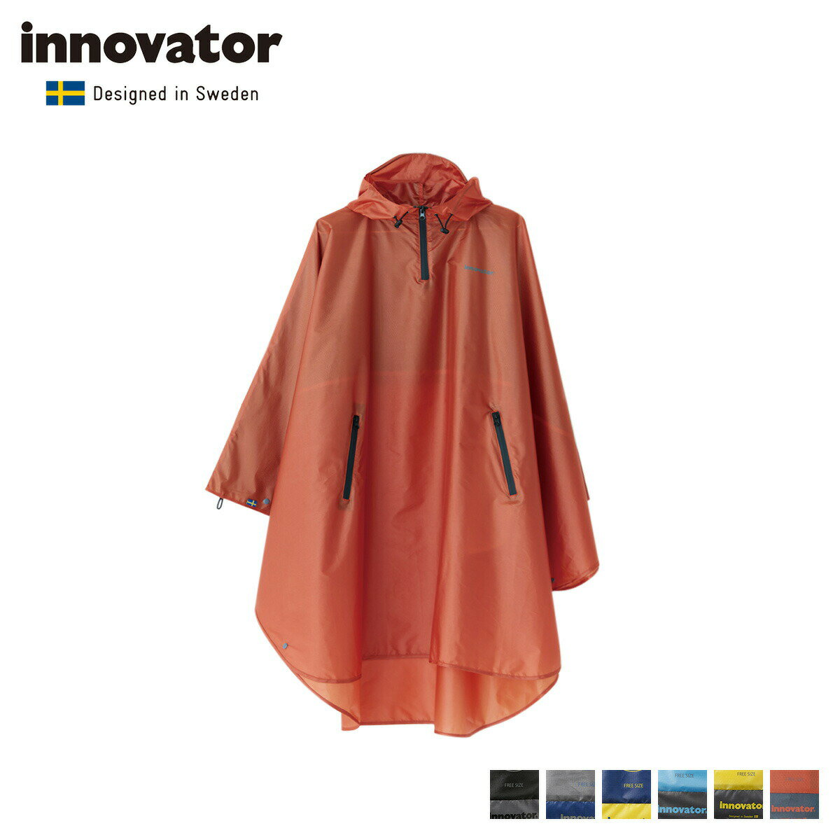 innovator イノベーター レインコート レインポンチョ マント 自転車 雨具 アウトドア アウター メンズ レディース ブラック グレー ネイビー ライ...