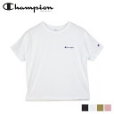 【最大1000円OFFクーポン配布中】 Champion SHORT SLEEVE T-SHIRT チャンピオン Tシャツ 半袖 レディース クルーネック ブラック ホワイト カーキ オフ ピンク 黒 白 CW-S303