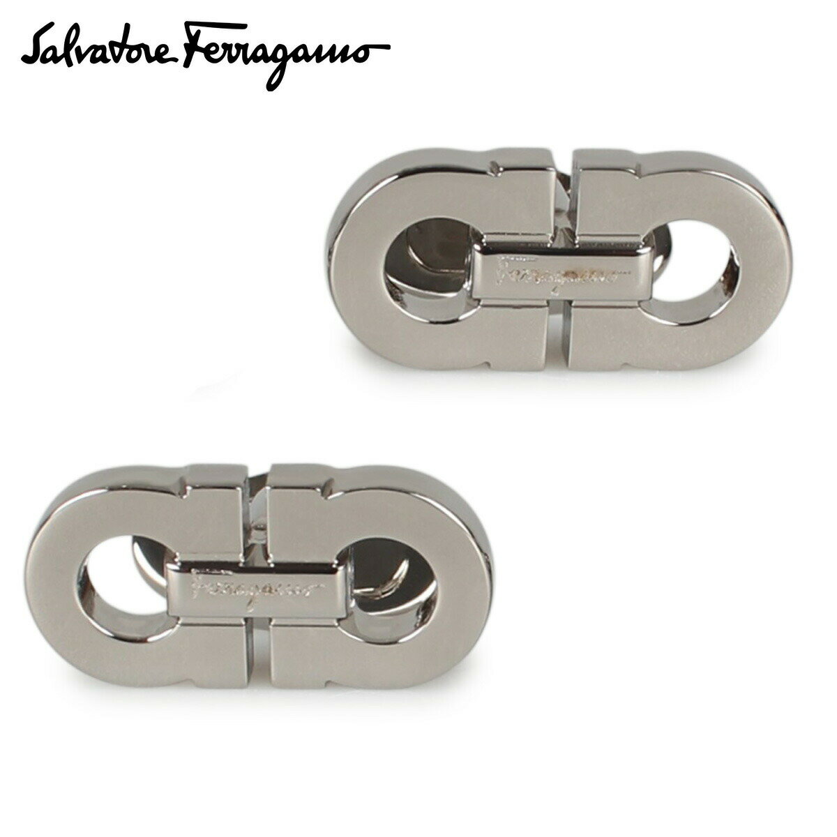 Salvatore Ferragamo CUFFLINK サルヴァトーレ フェラガモ カフスボタン カフリンクス メンズ 結婚式 シルバー 770110