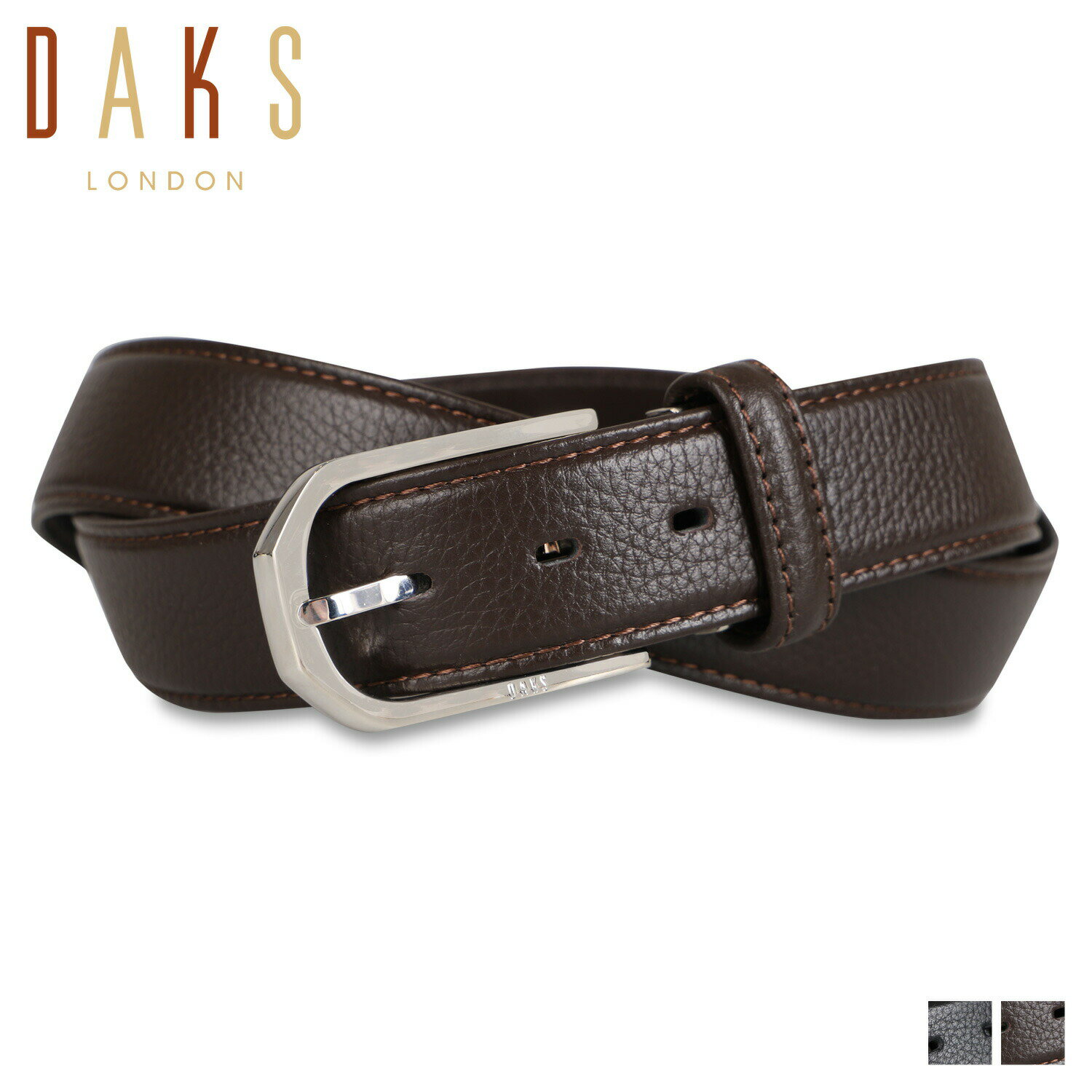 ダックス 【最大1000円OFFクーポン配布中】 DAKS LEATHER BELT ダックス ベルト メンズ 本革 ブラック ダークブラウン 黒 DB38880