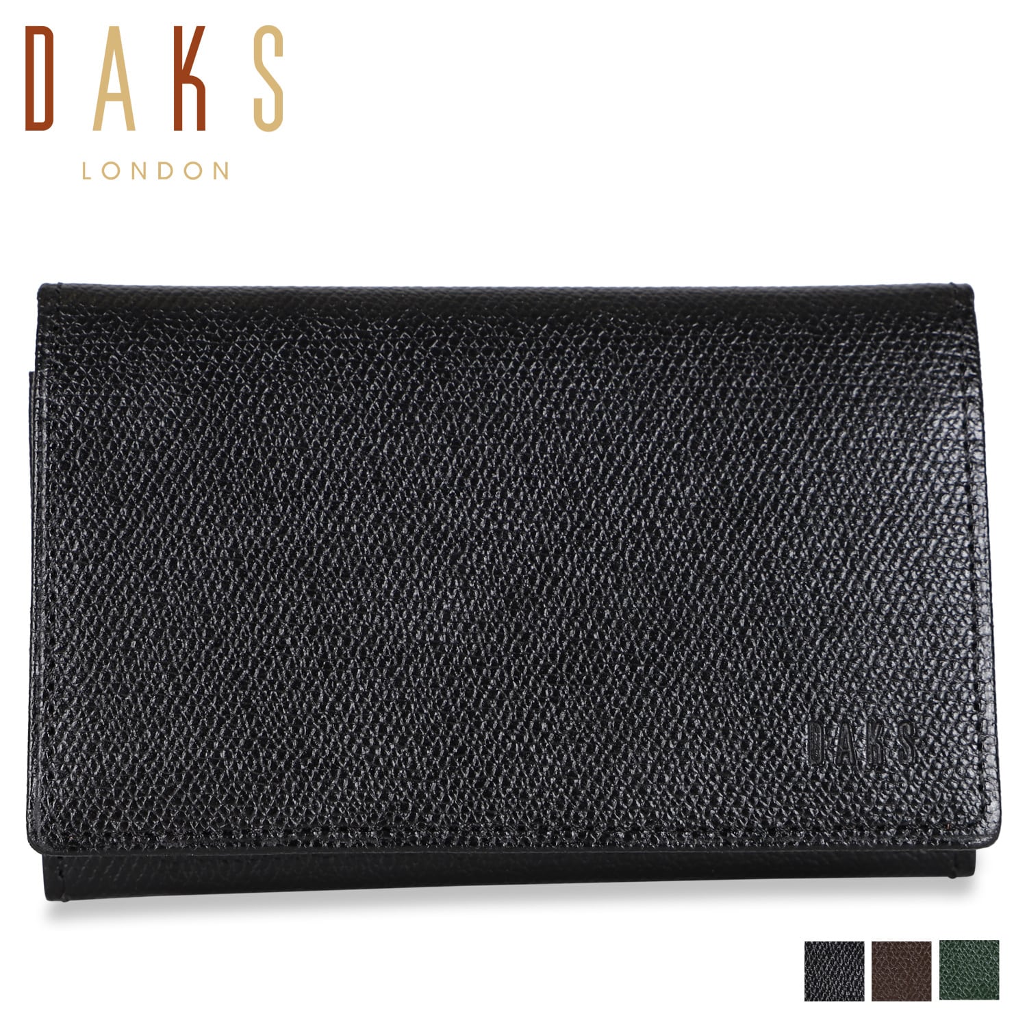 DAKS CARD CASE ダックス カードケース 名刺入れ 定期入れ メンズ ブラック ブラウン グリーン 黒 DP34685