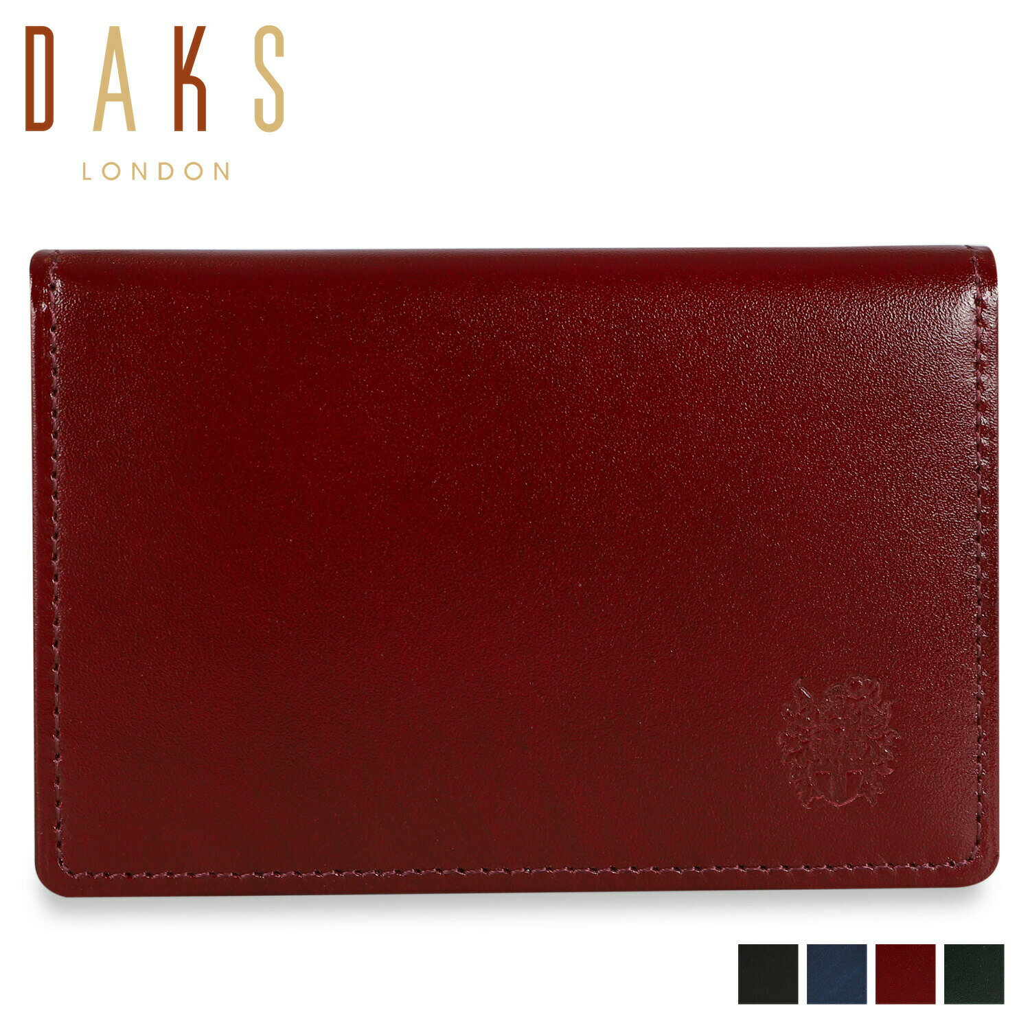 DAKS CARD CASE ダックス カードケース 名刺入れ 定期入れ メンズ スリム 本革 ブラック ネイビー ワイン レッド グリーン 黒 DP38410