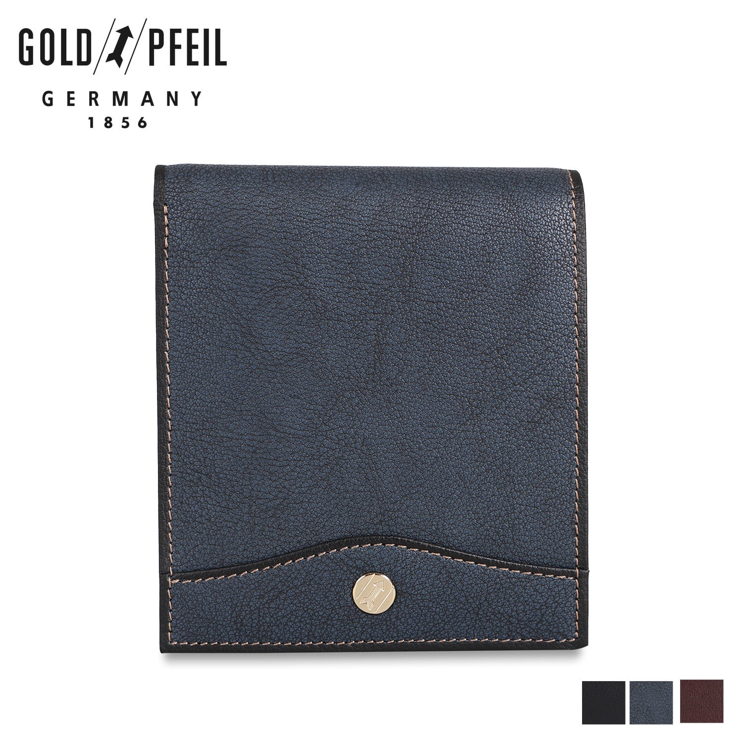 GOLD PFEIL OXFORD ゴールドファイル 二つ折り財布 メンズ 本革 ブラック ネイビー バーガンディー 黒 GP10320