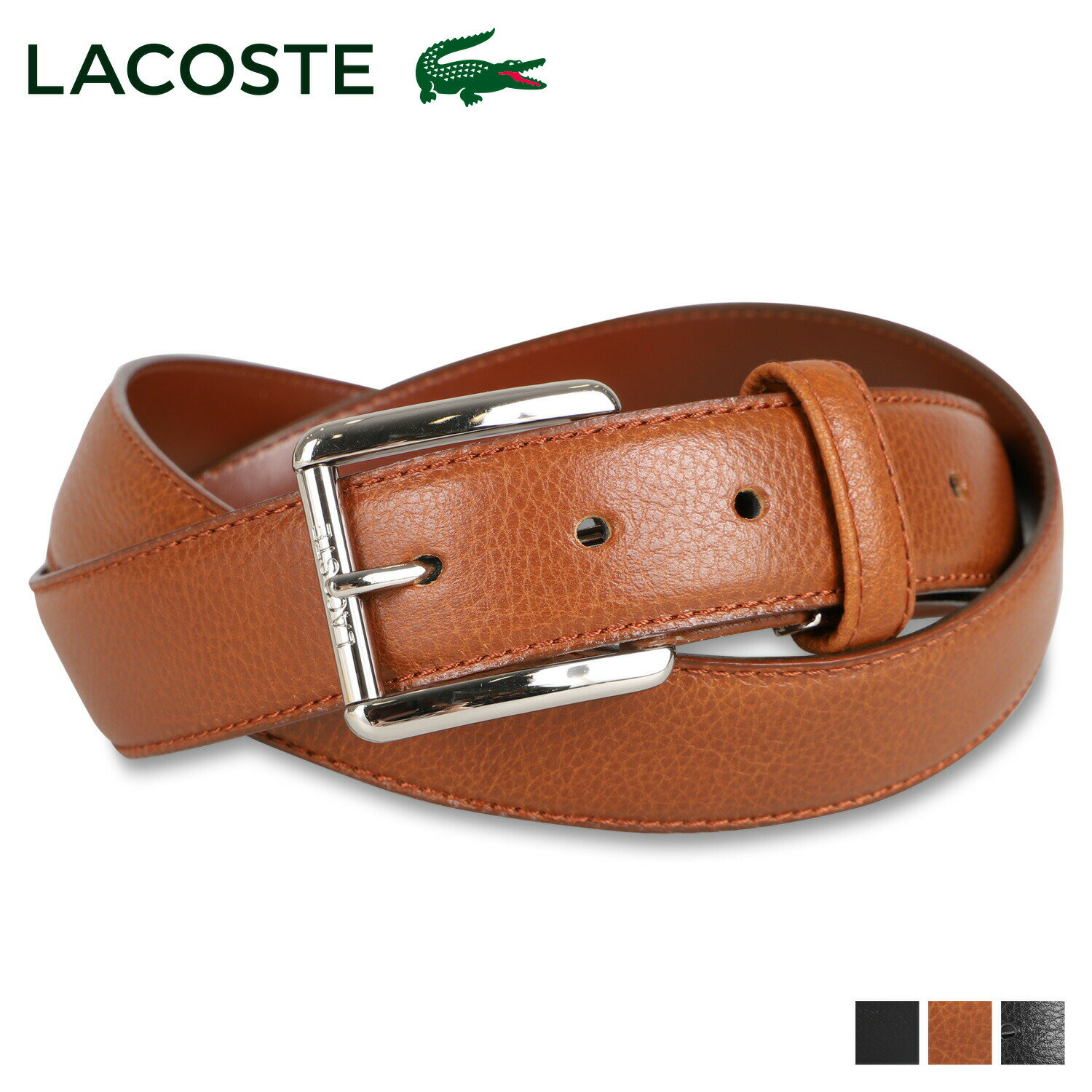 LACOSTE ベルト メンズ 【最大1000円OFFクーポン配布中】 LACOSTE BELT ラコステ ベルト メンズ ブラック ダークブラウン 黒 LB84560