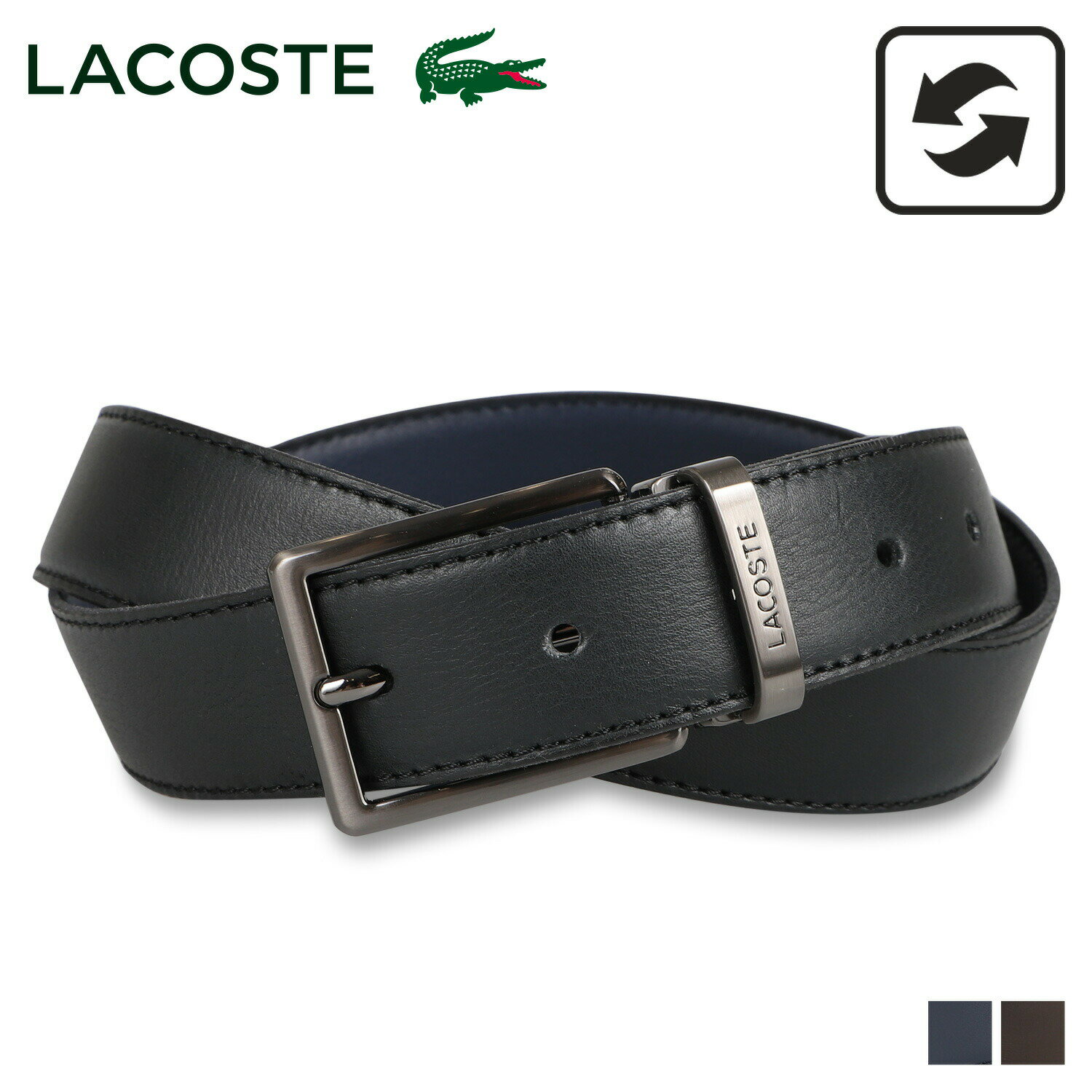 LACOSTE ベルト メンズ 【最大1000円OFFクーポン配布中】 LACOSTE BELT ラコステ ベルト メンズ リバーシブル ブラック ネイビー ブラウン 黒 LB87310