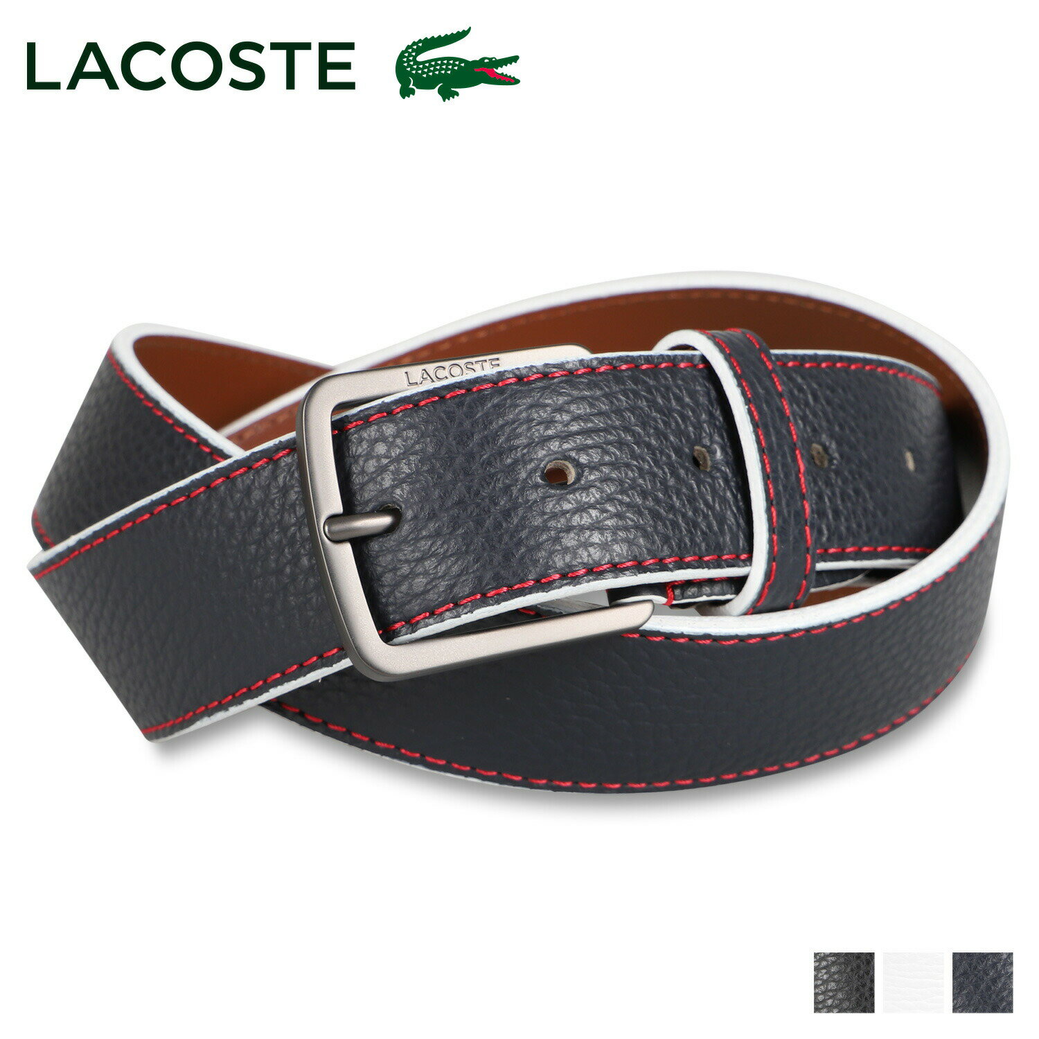 LACOSTE ベルト メンズ 【最大1000円OFFクーポン配布中】 LACOSTE BELT ラコステ ベルト メンズ ブラック ホワイト ネイビー 黒 白 LB88880