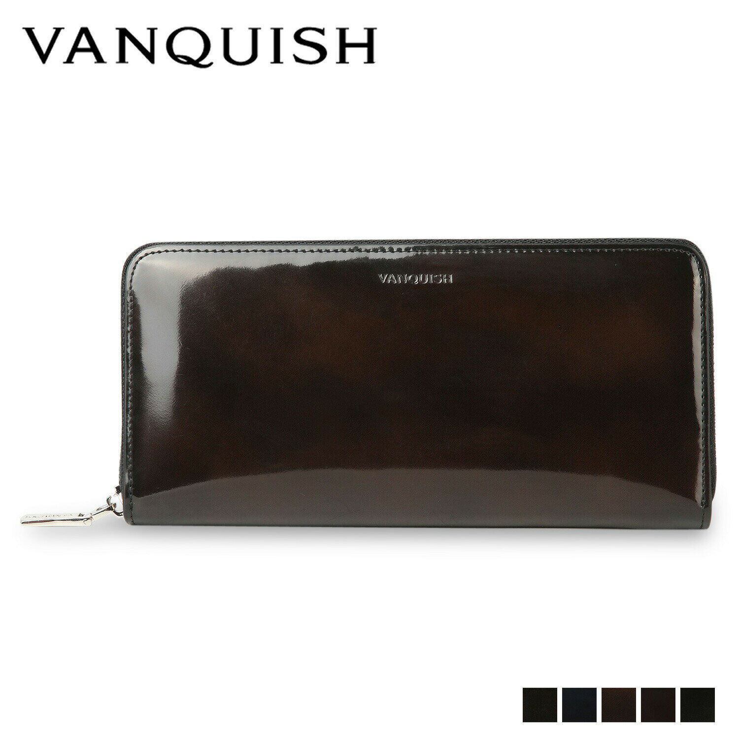 VANQUISH LONG WALLET ヴァンキッシュ 長財布 メンズ 本革 ラウンドファスナー グレー ネイビー ダーク ブラウン ワイン グリーン 黒 4..