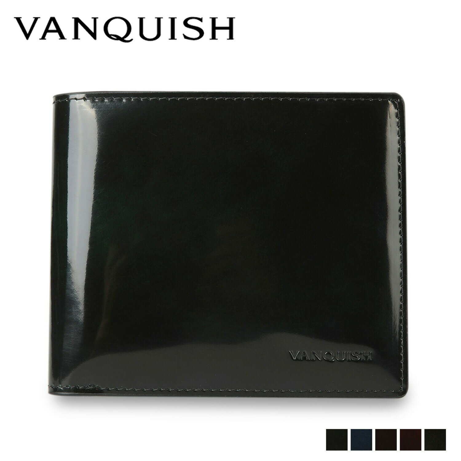 VANQUISH WALLET ヴァンキッシュ 二つ折り財布 メンズ 本革 グレー ネイビー ブラウン ワイン グリーン VQM-43170