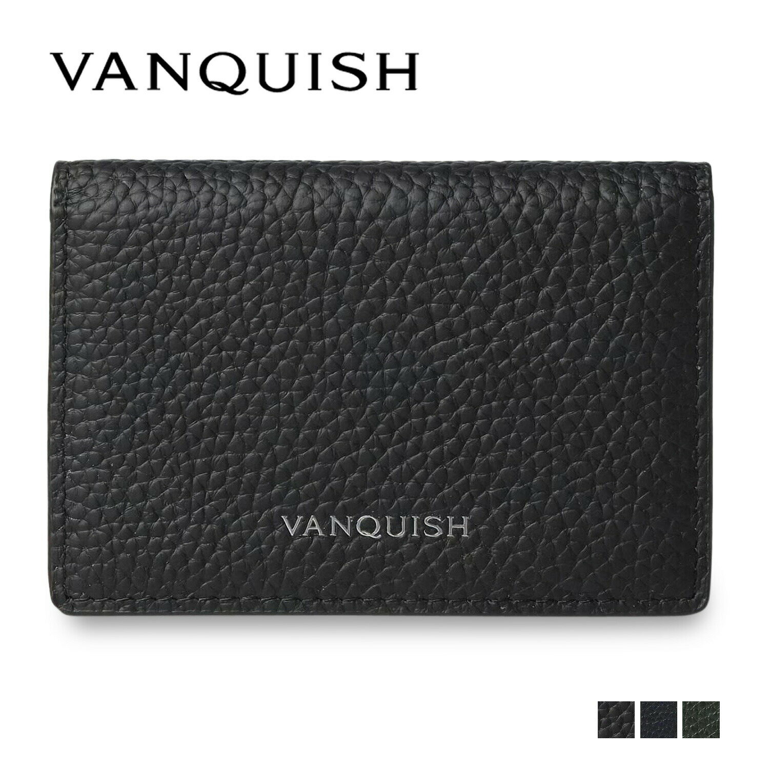 VANQUISH CARD CASE ヴァンキッシュ 名刺入れ 定期入れ カードケース メンズ 本革 ブラック ネイビー ダーク グリーン 黒 43550