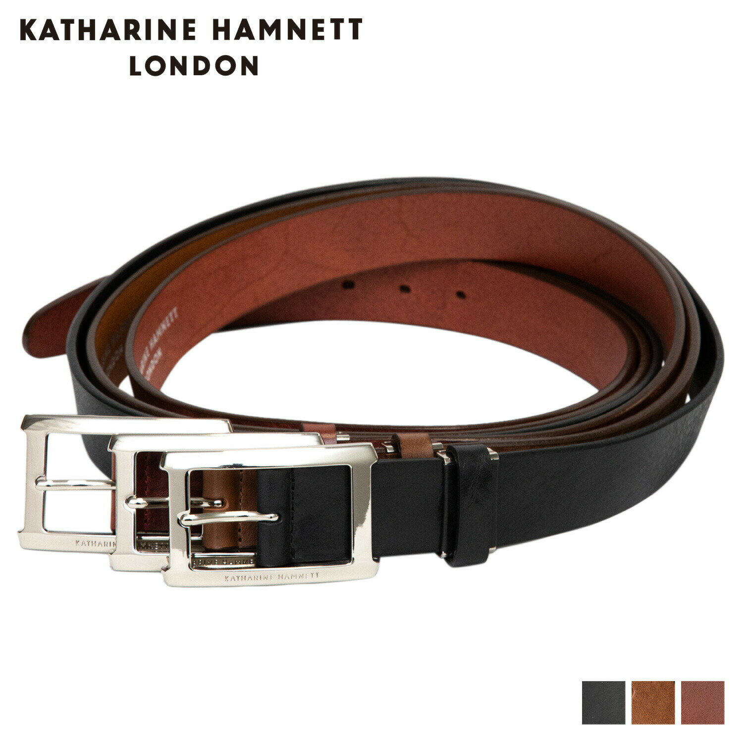 KATHARINE HAMNETT LONDON MALOSSI BELT キャサリンハムネット ロンドン ベルト メンズ 本革 当社限定 マロッシ ブラック ブラウン 黒 KH-0060121IN