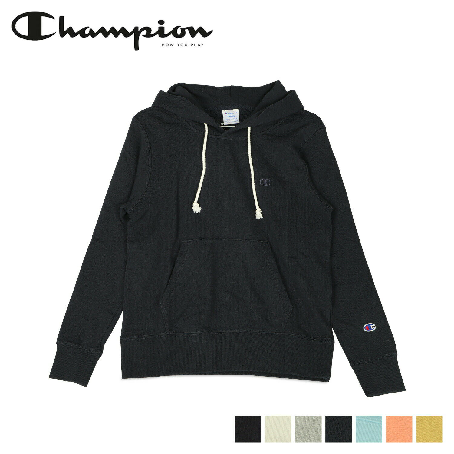 Champion HOODED SWEATSHIRT チャンピオン パーカー スウェット レディース プルオーバー ブラック ホワイト グレー ネイビー ライト ブルー ピンク ゴールド 黒 白 CW-T108