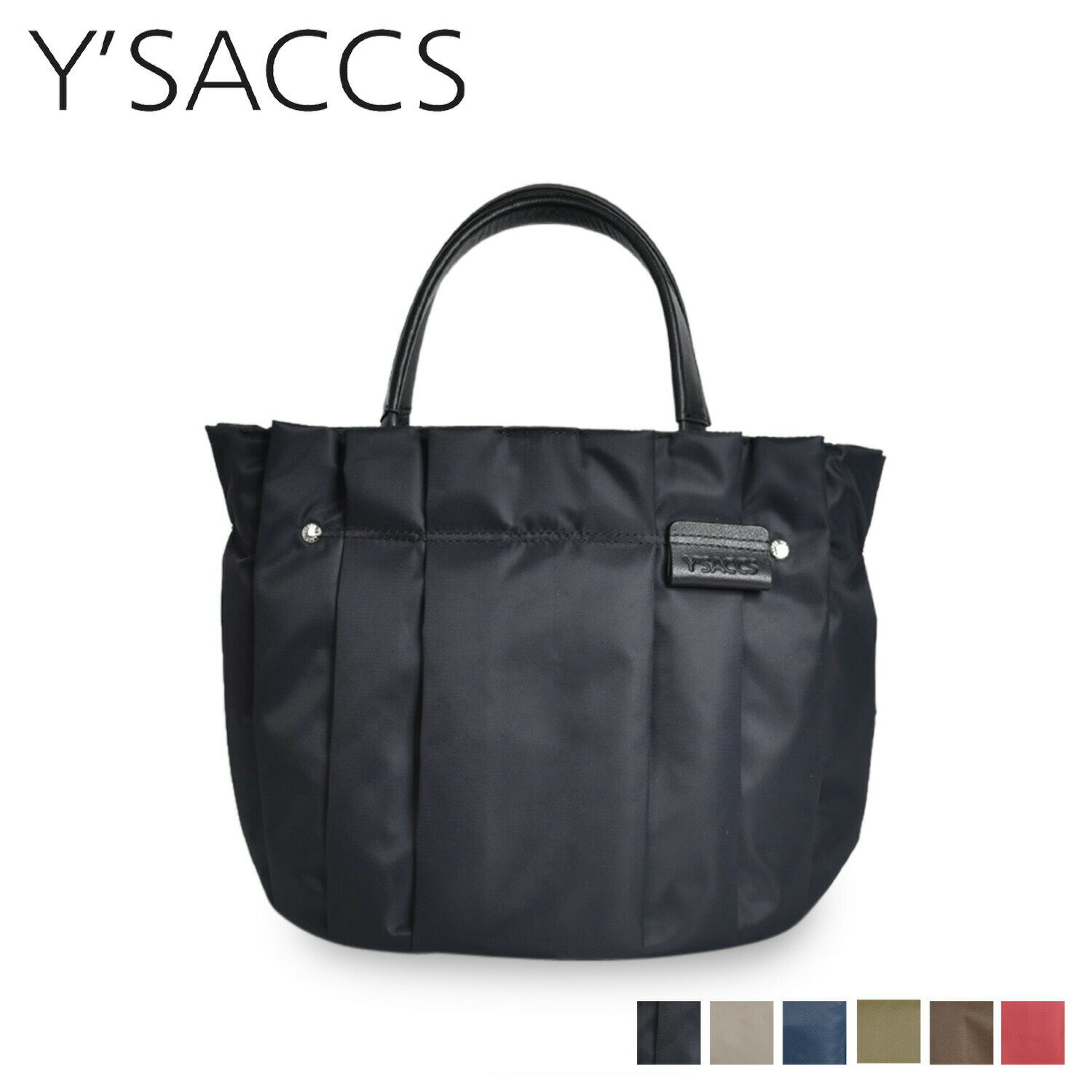  Y’SACCS RECYCLED NYLON PLEATS 2WAY TOTE イザック トートバッグ ショルダー レディース ブラック グレージュ ネイビー カーキ ブラウン ワイン レッド 黒 Y02-04-01 母の日