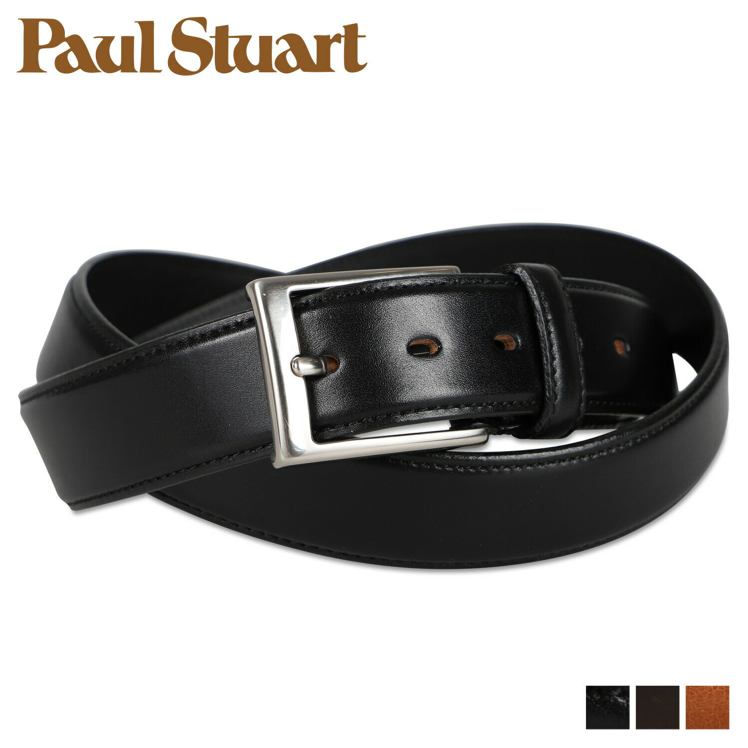 ポールスチュアート 【最大1000円OFFクーポン配布中】 Paul Stuart BELT ポールスチュアート ベルト メンズ 本革 ブラック ダークブラウン ブラウン 黒 SB00412