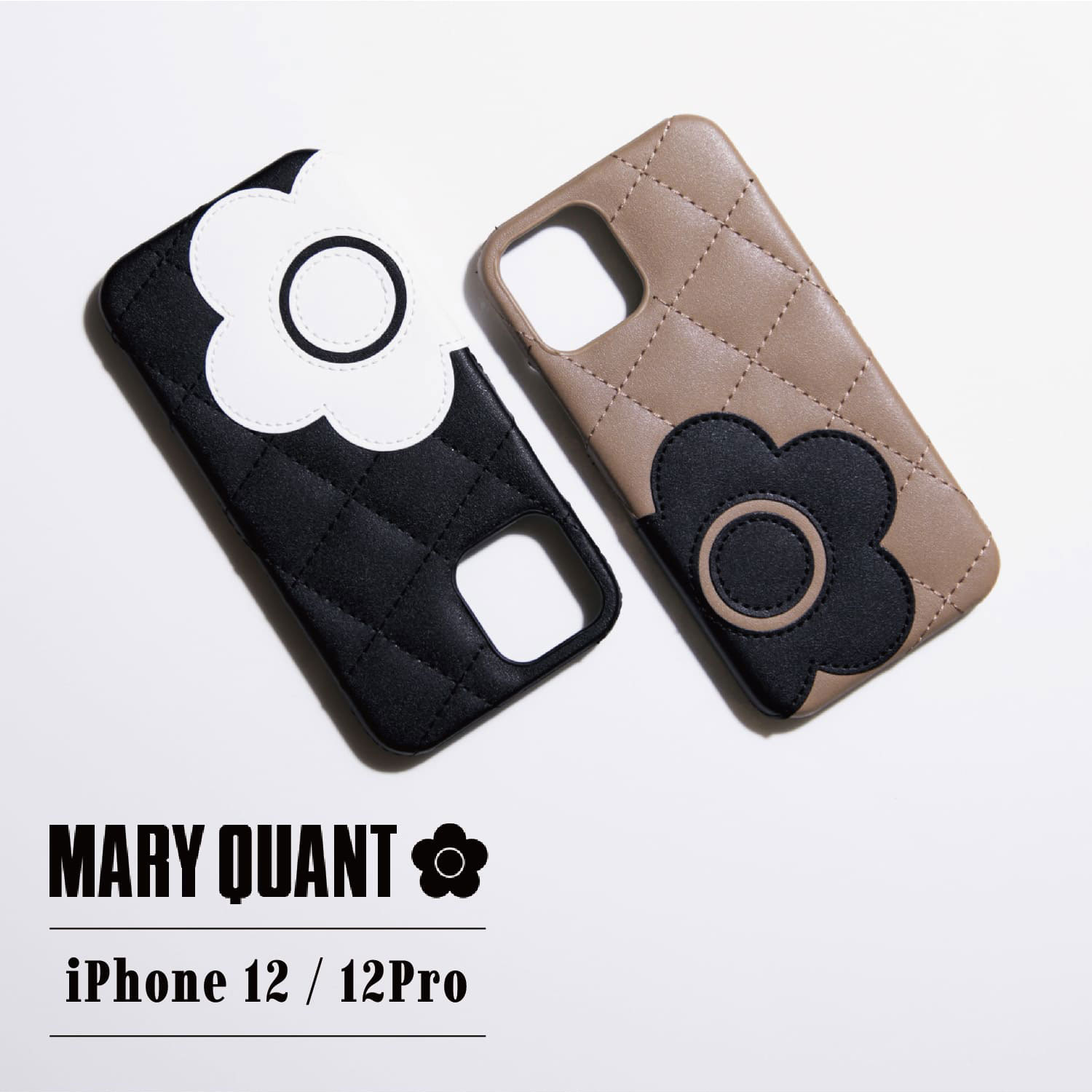 【最大1000円OFFクーポン配布中】 MARY QUANT PU QUILT LEATHER BACK CASE マリークヮント iPhone12 12 Pro ケース スマホケース 携帯 レディース マリクワ ブラック ベージュ 黒 IP12-MQ03のサムネイル