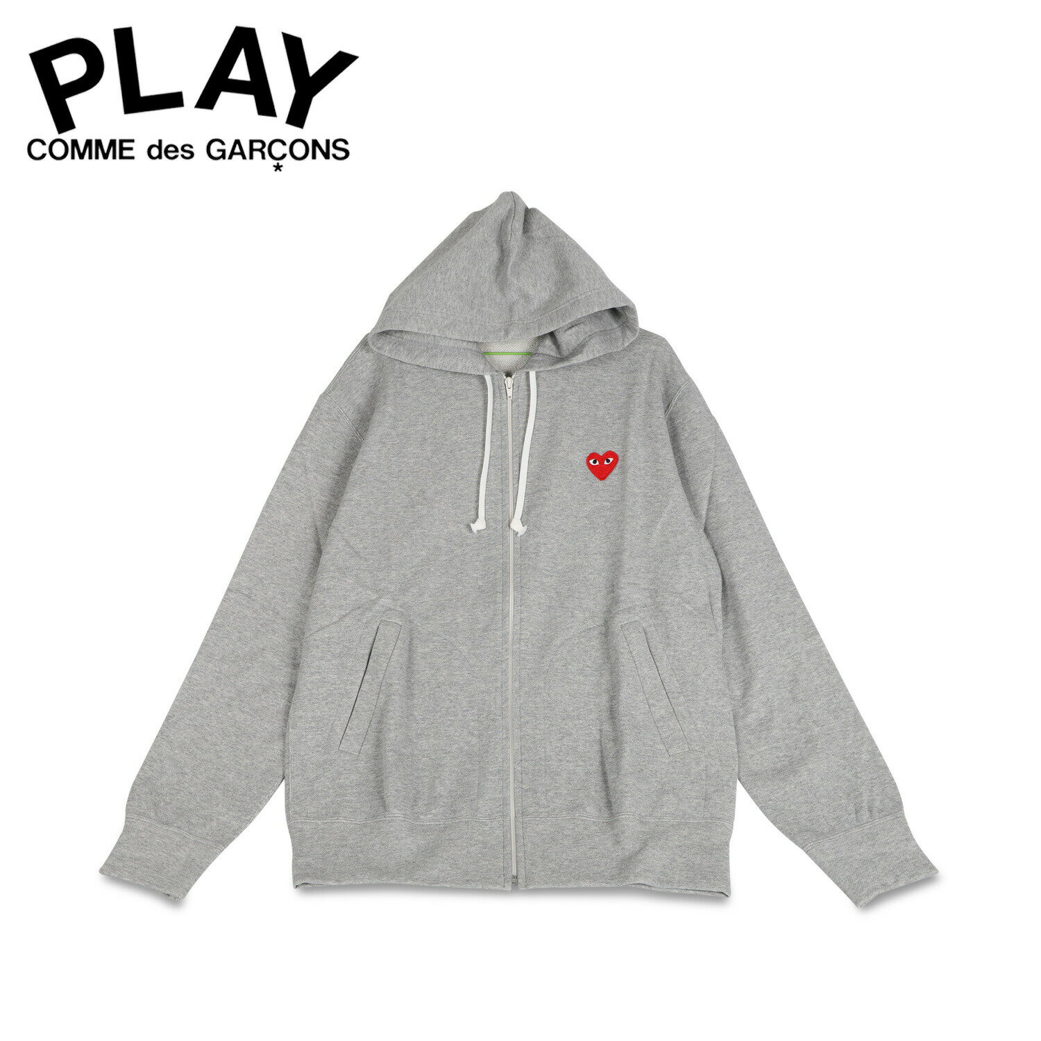 PLAY COMME des GARCONS RED HEART PLAY ZIP HOODED SWEATSHIRT プレイ コムデギャルソン パーカー スウェット フーディー メンズ ジップアップ グレー T168