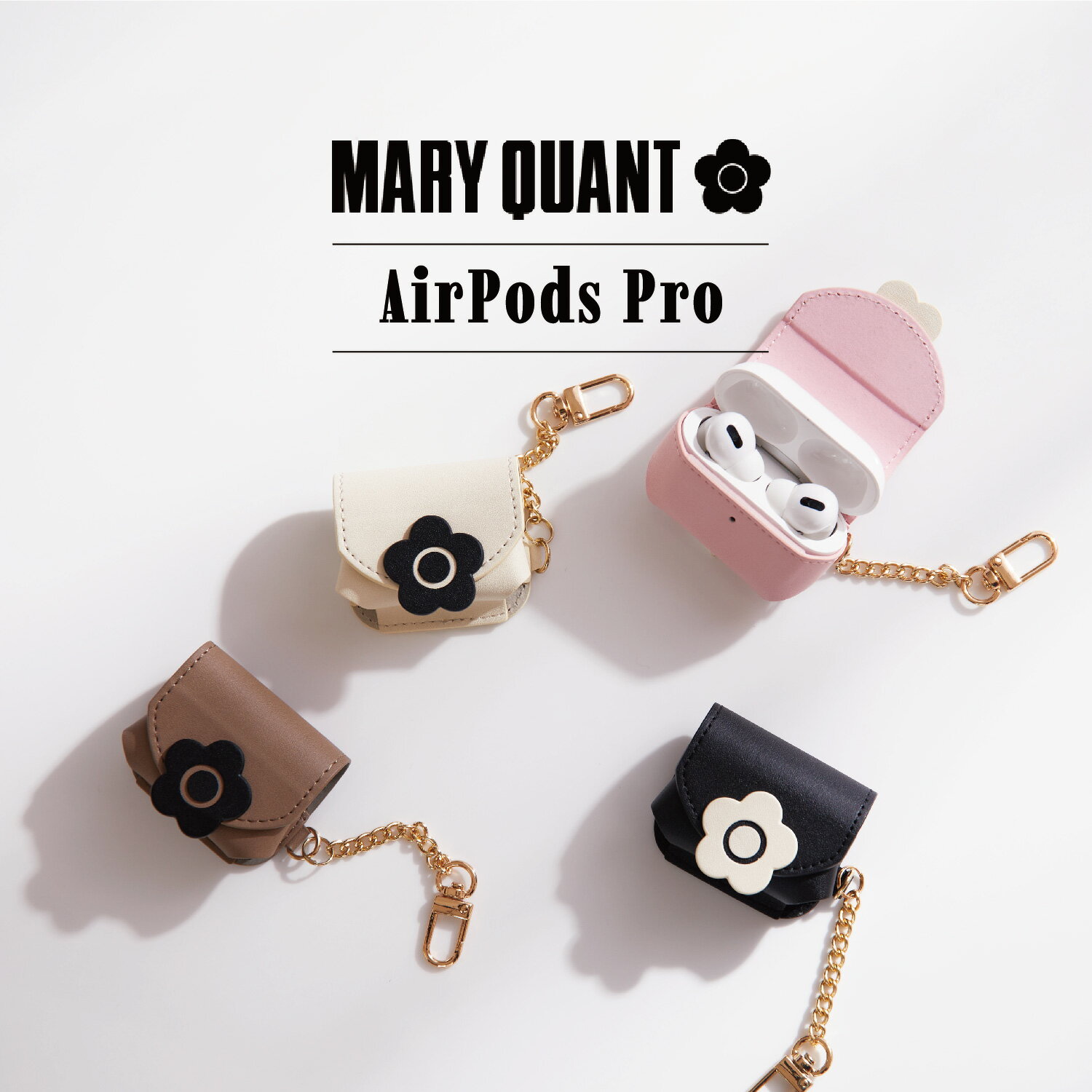 楽天inglewood Beauty【最大1000円OFFクーポン配布中】 MARY QUANT PU LEATHER AIRPODS PRO CASE マリークヮント エアーポッズプロ AirPods Proケース カバー レディース マリクワ ブラック アイボリー トープ ライト ピンク 黒 母の日