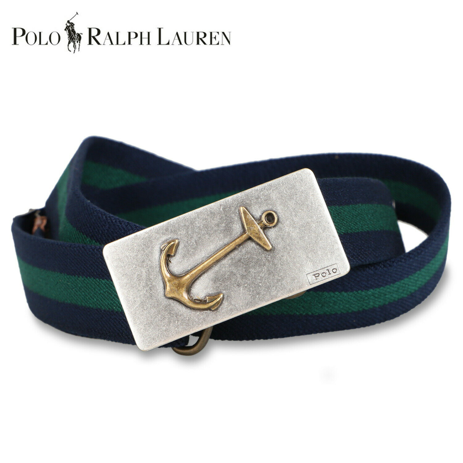 ラルフローレン ベルト（メンズ） POLO RALPH LAUREN ANCHOR-BUCKLE STRIPED BELT ポロ ラルフローレン ベルト メンズ ネイビー