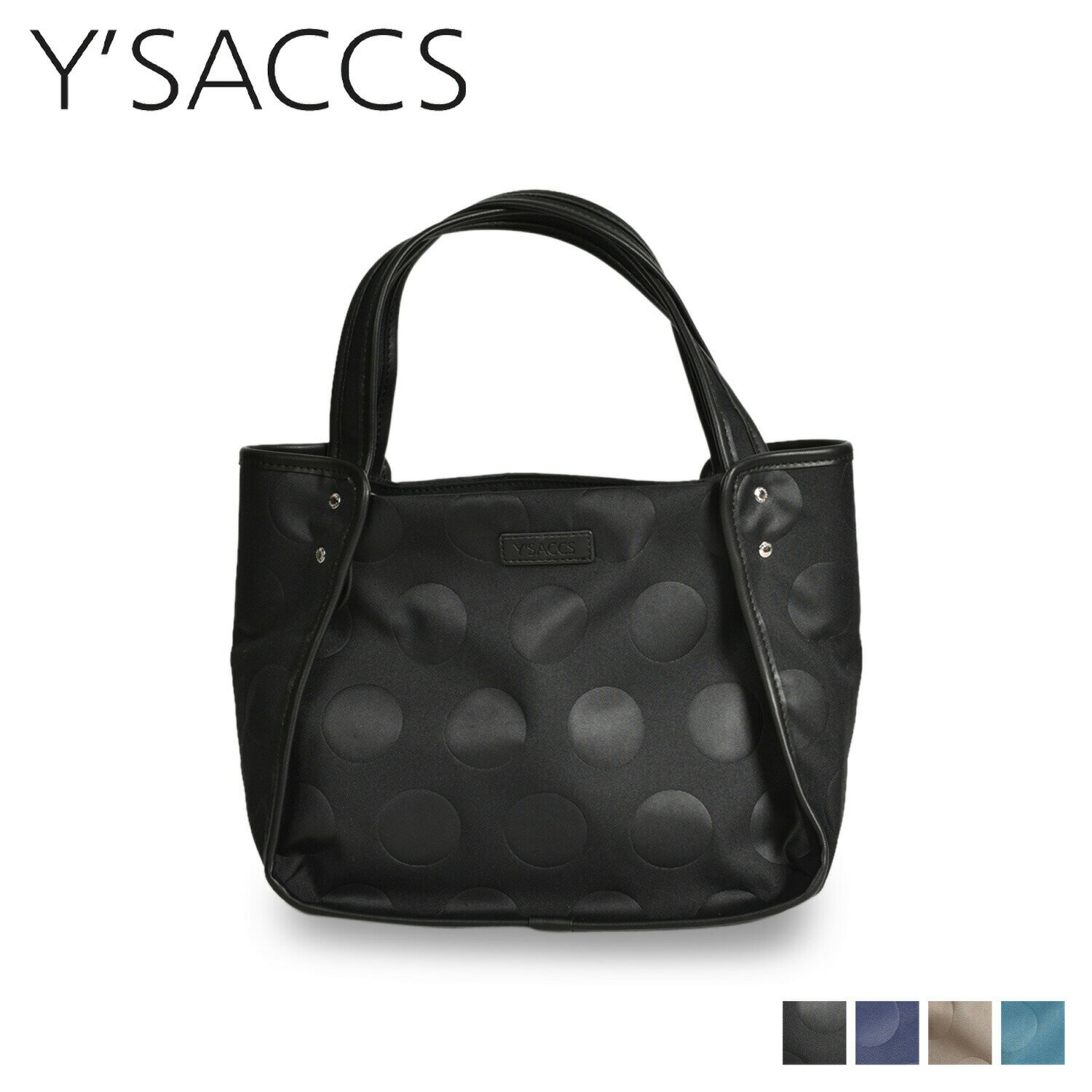 イザック ハンドバッグ Y’SACCS HEAT EMBOSSED POLKADOT TOTE イザック トートバッグ レディース Sサイズ ファスナー付き ブラック グレージュ ネイビー ブルー 黒 10-003-01 母の日