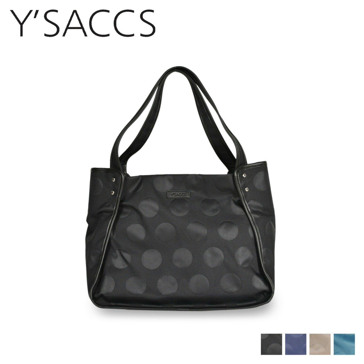 イザック ハンドバッグ Y’SACCS HEAT EMBOSSED POLKADOT TOTE イザック トートバッグ レディース Mサイズ ファスナー付き ブラック グレージュ ネイビー ブルー 黒 10-003-02 母の日